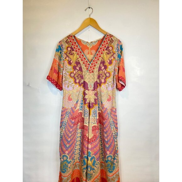 Soft Surroundings Parasol Midi Kaftan Dress Women's Size XS Multicolored Pink - Picture 3 of 12